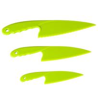 3 dalių vaikiškų virtuvinių peilių rinkinys restoranui – plastikiniai dantyti kraštai vaisiams, daržovėms, duonai, salotoms ir kt. pjaustyti! 3Pcs/set žalia