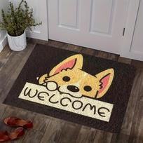 Pet Lover Corgi Doormat,  WELCOME  Cartoon Corgi Print Non-Slip Front Door Mat  Kitchen Mat Door Mat Home Rugs  ??? ?? 40X60CM beige