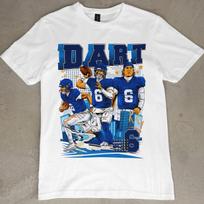Jaxson Dart Graphic T-Shirt New York Giants NFL Football Fan Tee Vintage Style L blue