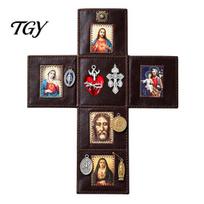 Portable Spiritual Shrine Catholic Altar, Handmade Pocket Prayer Shrine, Faux Leather Icon Decor Foldable Devotional Religious Gift for Christian C