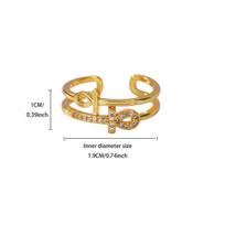 Retro Cross Heart Gold Color Geometric Stainless Steel Women's Ring Cubic Zirconia Ring Wedding Jewelry Vacation Accessories BFF Adjustable