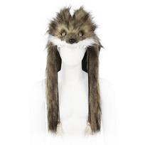Adult Halloween Wolf Head Hat Viking Tribe Style Plush Costume Accessory Carnival Cosplay Party Tan