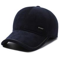 Šilta žieminė beisbolo kepurė su ausų atvartais vyrams, storas rudens kepurė dovanoms Adjustable black