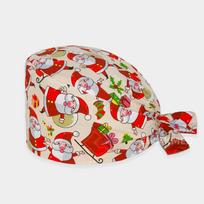 Nauja Kalėdų marginta chirurginė šveitimo kepurė 100% medvilnės prakaito juosta Chef Vet Spa Medical Bouffant Hat One Size gray