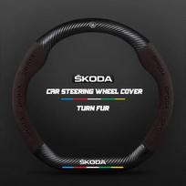 38CM tinka Skoda Octavia Rapid Kodiaq Kamiq KAROQ anglies pluošto zomšos automobilio vairo dangtelio priedai fxdj44