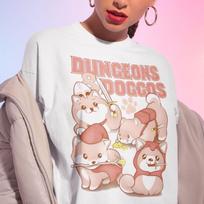 Dungeons & Doggos Shirt, Dungeon and Dragons Shirt, DnD Tee, Board Game Tshirt L white