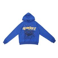Unisex American Spider Web Terry Cloth Hoodie with Foam Print Large blue