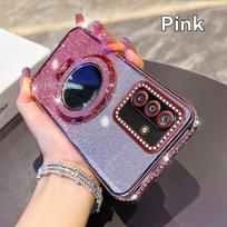 Deimantinis Blizgus Magsafe Veidrodinis Magnetinis Laikiklis Dėklas Samsung Galaxy A17 A16 A26 A36 A56 A06 A15 A25 A35 A55 A14 A24 A34 A54 A04S rožinė
