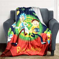 1pc Rick and Morty Blanket Lightweight Flannel Throw For Sofa, Bed, Travel, Livingroom, Office, Couch, Chair, And Bed 80x120cm green