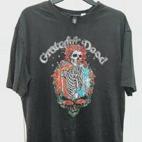Grateful Dead T-Shirt | Skeleton Graphic Tee | Relaxed Fit Band Shirt | Festival Rock Tee | Double Sided Print | H&M Size S 2XL gray