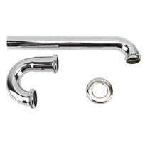 Brass Sink Drain Tubing Set Silver Slick Finish No Ageing Bathroom Sink Drain Pipe Replacement G1‑1/4in white