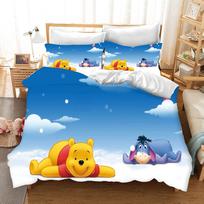 Mikė Pūkuotukas 3 dalių 1 patalynės užvalkalas Vienas komplektas Lovos patalynė Comforte Luxus Išskirtinė gimtadienio dovana Poliesteris Namų dekoras 135x200cm blue