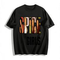 Vintage Spice Girls Print T-shirt Retro European and American Style Casual Loose Top for Men and Women Pure cotton T-shirt 3XL black