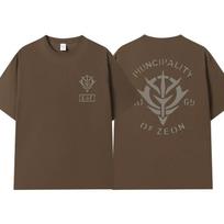 Gundam Zeon Principality Army anime peripheral short-sleeved T-shirts for men and women summer two-dimensional pain clothes tee M gray