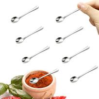 8 Pcs Tiny Stainless Steel Spoons for Spices Jars Mini Size 2.87  Little Scoops Silver gray