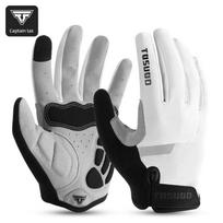 Captain Tas Cycling Gloves Road Mountain Bike Autumn and Winter Windproof Waterproof Full-Finger Fleece-Lined Warm Gloves 2XL balta