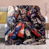 Gundam Anime flanelinis pledas - Minkštas šiltas Puikiai tinka ant sofos, lovos, stovyklavimui, kelionėms, biurui, namų dekoravimui -QJY 130x150cm black
