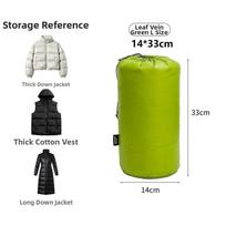 Nylon Clothing Storage Bags Pocket Ultralight Pocket Down Jacket Storage Bag 14*33cm Green yellow