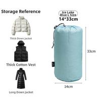 Nylon Clothing Storage Bags Pocket Ultralight Pocket Down Jacket Storage Bag 14*33cm Blue gray