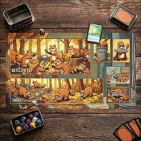 Cute Raccoon Forest Cartoon Large Game Playmat Non Slip Rubber Pad For Card Board Game Table Laptop Keyboard Home Office Desktop 800x300x2mm beige
