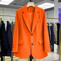 Fashion Autumn New Blazer Jacket Women Casual Pockets Long Sleeve Jacket  Work Suit Coat Office Lady Solid Slim Black Blazers 3XL red