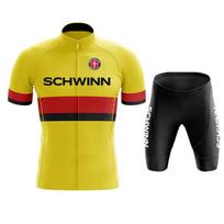 2026 Schwinn Men's Summer Cycling Jersey Bib Set with Gel Shorts Men's Breathable and Comfortable Cycling Jersey XXL yellow