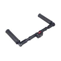 Dvigubo rankinio laikiklio rankena Stabilizatorius Vaizdo platforma 1/4 3/8 tvirtinimas Šviesos laikiklis DSLR telefonui Veiksmo kamerai black