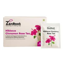 Zenroot Hibiscus Cinnamon Rose Tea | Supports Radiant Skin & Circulation (Weekly Pack) | 4 Herbs with Hibiscus, Rose & Licorice | 100% Natural | white