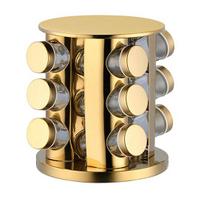 Rotating Spice Rack Vertical with 12 Glass Condiment Bottles Refillable