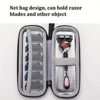 Retro Solid Color Shaver Storage Box With Zipper Closure And Handle, Pressure Resistant Travel Versatile Portable Carry Pouch