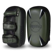 Professional Curved Kick Shield Muay Thai Boxing Training PU Leather Heavy Duty Leg Target Adults Professional Curved Kick Pad, Army Green, 1pc