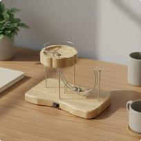 Continuous Desk Motion Toy Relaxation Dynamic Sculpture MotionBased for Office, Wood Plum Blossom beige