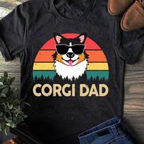 Corgi Dad T-Shirt: Tricolor Pembroke Welsh Corgi Gift 120 white