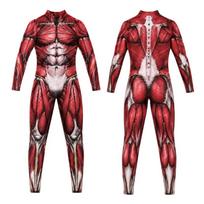 Men's muscle onesie cosplay costume halloween print tights party cosplay costume XXXL black