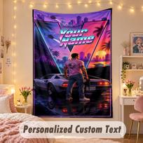 Custom Personalized Tapestry,GTA Print Custom Name Text Wall Art Hanging for Bedroom 130cmx150cm