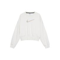 (WMNS) Nike Sportswear Swoosh Logo Embroidered Loose Knit Short Round Neck Pullover Hoodie Women's DO7212-030 S white
