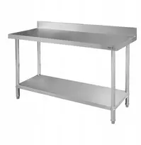Gastronominis nerūdijančio plieno darbinis stalas 150x60 cm, pastatomas prie sienos