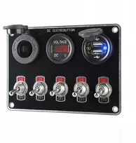 5 Gang Boat Switch Panel automobilinis jungiklių skydelis, grandinės valdymas, dvigubas Usb įkroviklis, raudona šviesa