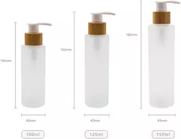 120 ml stiklinis muilo dozatorius stiklinis buteliukas su pompa losjonui, muilui, skysto muilo buteliukai dozatorius su medine pompa kremui, šampūnui, tualeto reikmenims