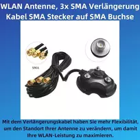 H00cs Wlan antenos kabelis 3 x Sma prailginimo laidas 3 m - Sma kištukas į Sma lizdą, magnetinis pagrindas, signalo stiprinimas Pcie Wifi kortelėms, belaidis maršrutizatorius, Fpv, Lte, 5g, 4g, viešosios interneto prieigos taškas, tinklo įrenginiai
