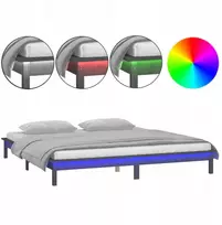Zakito medinis lovos rėmas su Led apšvietimu 212x211,5x26 cm pilkas