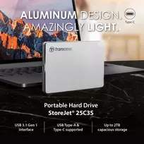 Transcend Storejet M3 išorinis kietasis diskas, atsparus smūgiams, 500Gb, sidabrinis