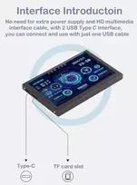 Pusokei 5 colių Ips Usb ekranas, Pc Cpu Gpu Ram duomenų temperatūros monitorius, Usb C Ips viso matymo kampo Pc jutiklių skydelio ekranas su pagrindu ir šakotuvu, skirtas sistemoms