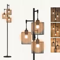 Grindų šviestuvas 3 lempų metalinis E27 lizdas 170cm narvelio formos gaubtas