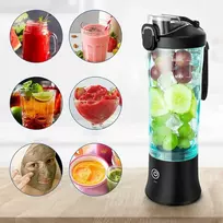 Rankinis kokteilių plaktuvas smoothie plakiklis plus 600ml nešiojamas juodas