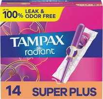 Tampax Radiant tamponai Super Plus sugeriamumas, bekvapiai, pakuotėje 14 vnt. (pakuotė gali skirtis)