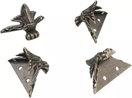 Haljia 4 vnt. antikvariniai bronziniai dėžutės kojų kampų apsaugos metalinė furnitūra dekoratyvinė retro papuošalų dovanų dėžutė medinis dėklas vintažinis