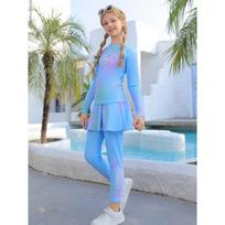 Girls Long Sleeve Rash Guard Set With Skirted Bottoms UV Protection Swimwear Beach Vacation Swimming 6XL pastelinės raudonos spalvos