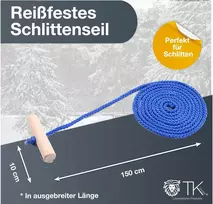 Sportyfits® Virvė rogutėms traukti 1.50 m 150 cm kilpa metras traukimo virvelė rogutėms ir toboganui žiemą, vaikams (pasirinktinas kiekis) 1 x mėlyna