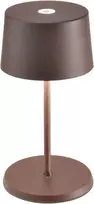 Zafferano, Olivia Mini lempa, nešiojama ir įkraunama stalinė lempa su jutikliniu valdymu, tinkama svetainei ir laukui, reguliuojamas apšvietimas, 2700-3000 K, aukštis 22 cm, spalva Corten